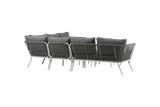Garten Loungeset Lexy - aus weißem Stahl mit grauen Kissen