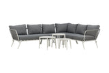 Garten Loungeset Lexy - aus weißem Stahl mit grauen Kissen
