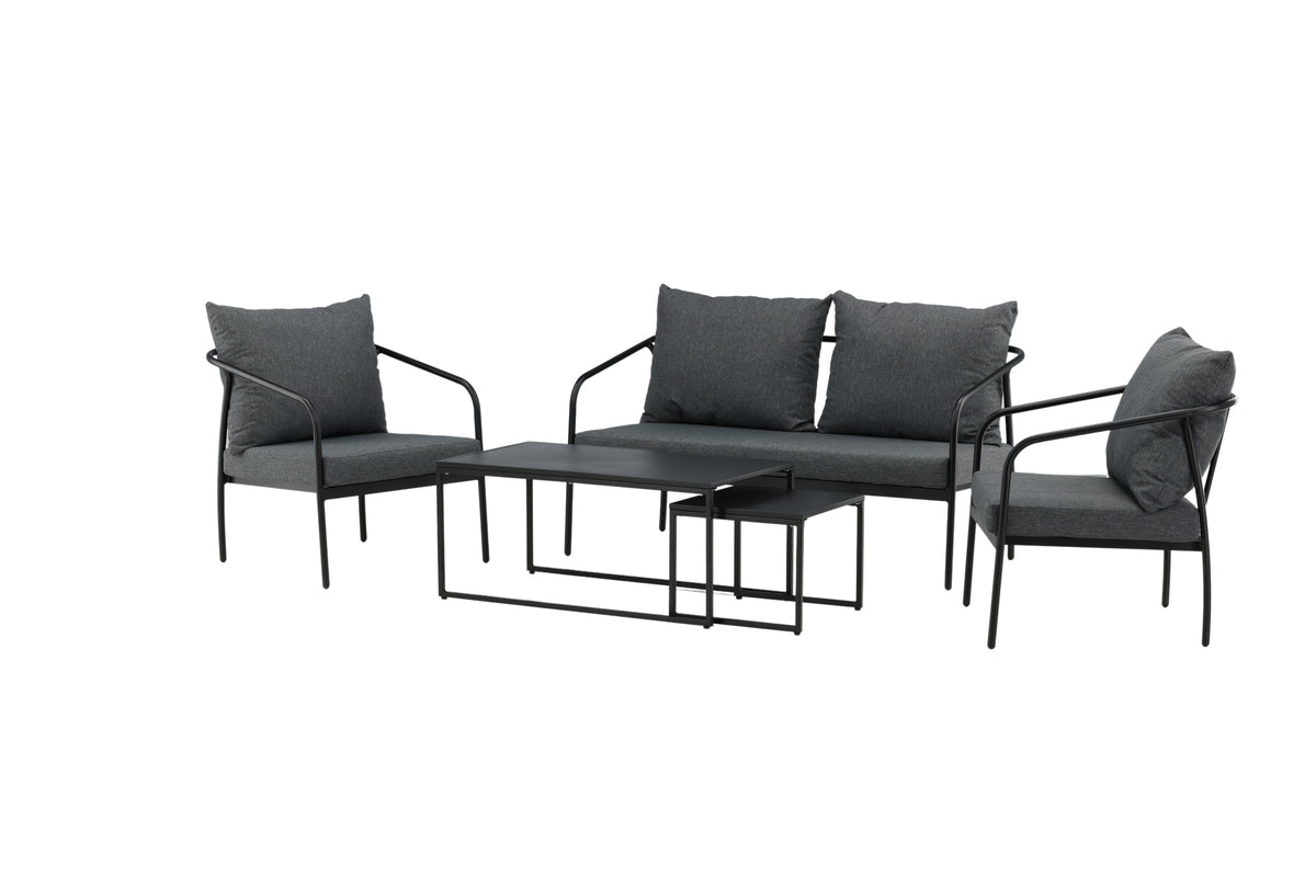 Garten Loungeset Living - aus schwarzem Stahlgestell