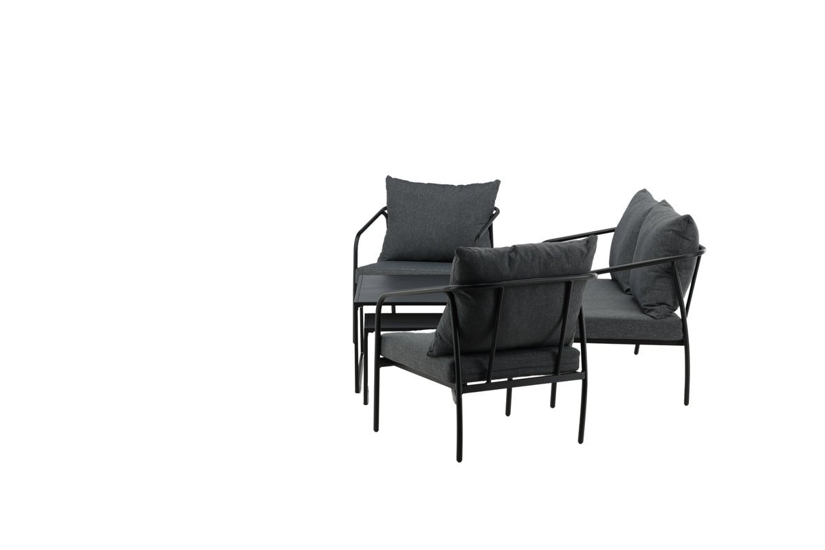 Garten Loungeset Living - aus schwarzem Stahlgestell