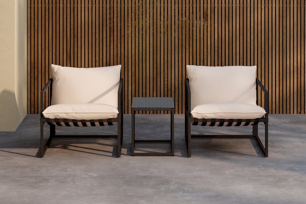 Garden Lounge Set Naomi – with Glass Table & Weatherproof Cushions