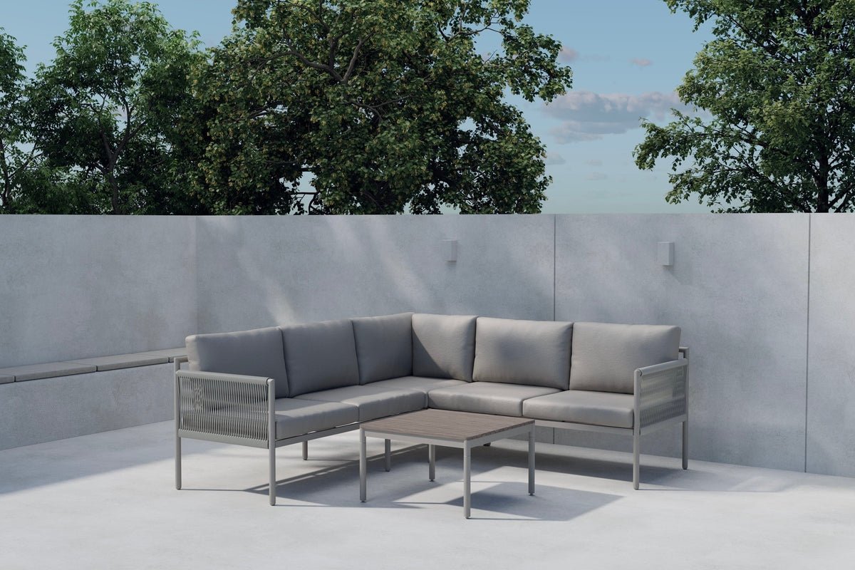 Garden lounge set Rimini – weatherproof in Beige with aluminum frame