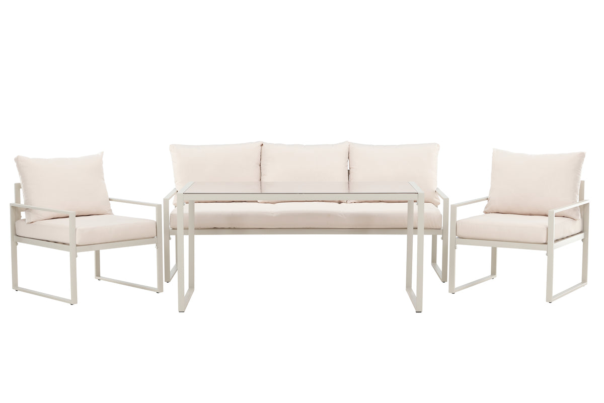 Garten Loungeset Sovana – 3-teilig in Schwarz/Weiß & Beige