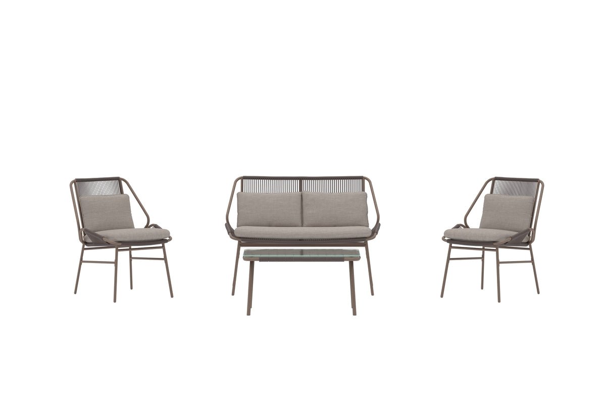 Garten Loungeset Talora – 4 teiliges Set mit Stühlen aus Stahl