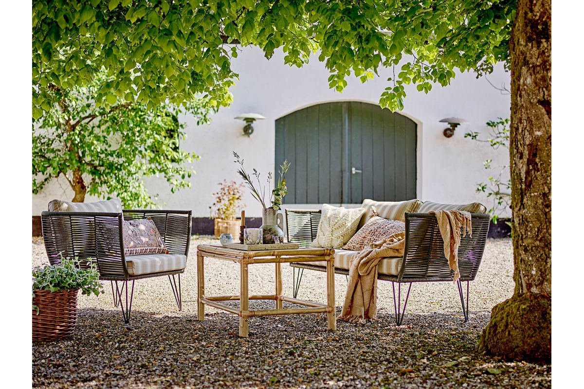 Garten Outdoor-Sofa Hugh – Metall mit handgeflochtener Kordel