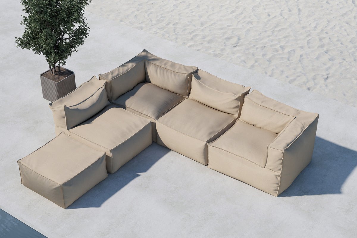 Gartensofa Calvero - Modulares Sofa aus beigem Olefin