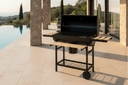 Charcoal Grill BarrelPro – Grill Cart with Lid, Thermometer & Shelves