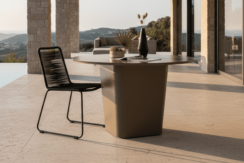 Garden Dining Table Calma - Ø 120cm made of brown aluminum