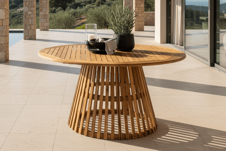 Garden Dining Table Aurelia - Ø 150cm made of Acacia Wood in Natural Look