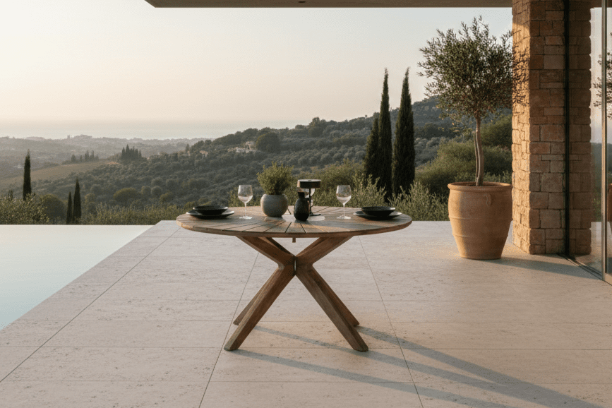 Garden Dining Table Rose - Ø 140cm made of brown Acacia wood