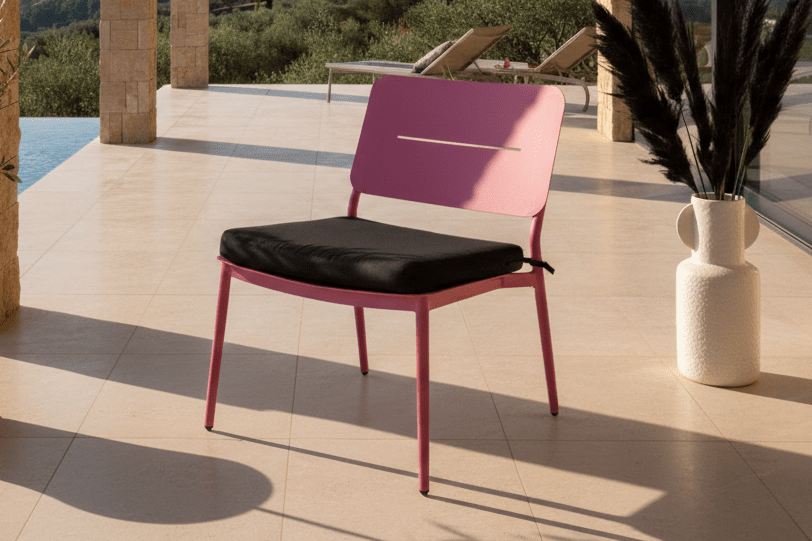 Set de 2 - Chaise de jardin Lia en acier rose vif