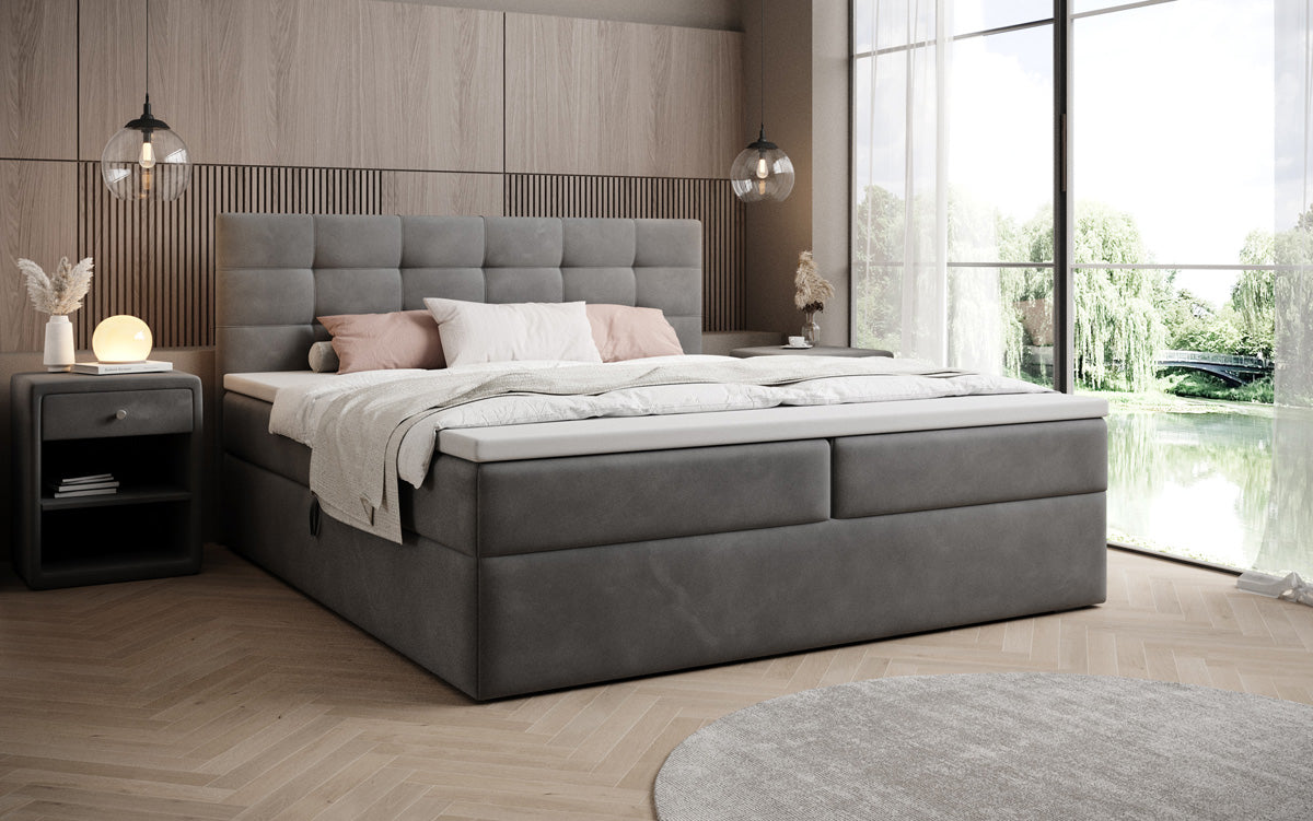 Boxspringbett Lux Samett mat Späicherplaz