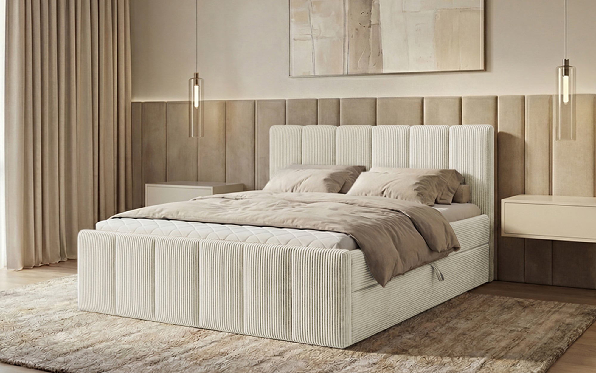 Boxspringbett Siena mat opklappbarem Stauraum a Cord