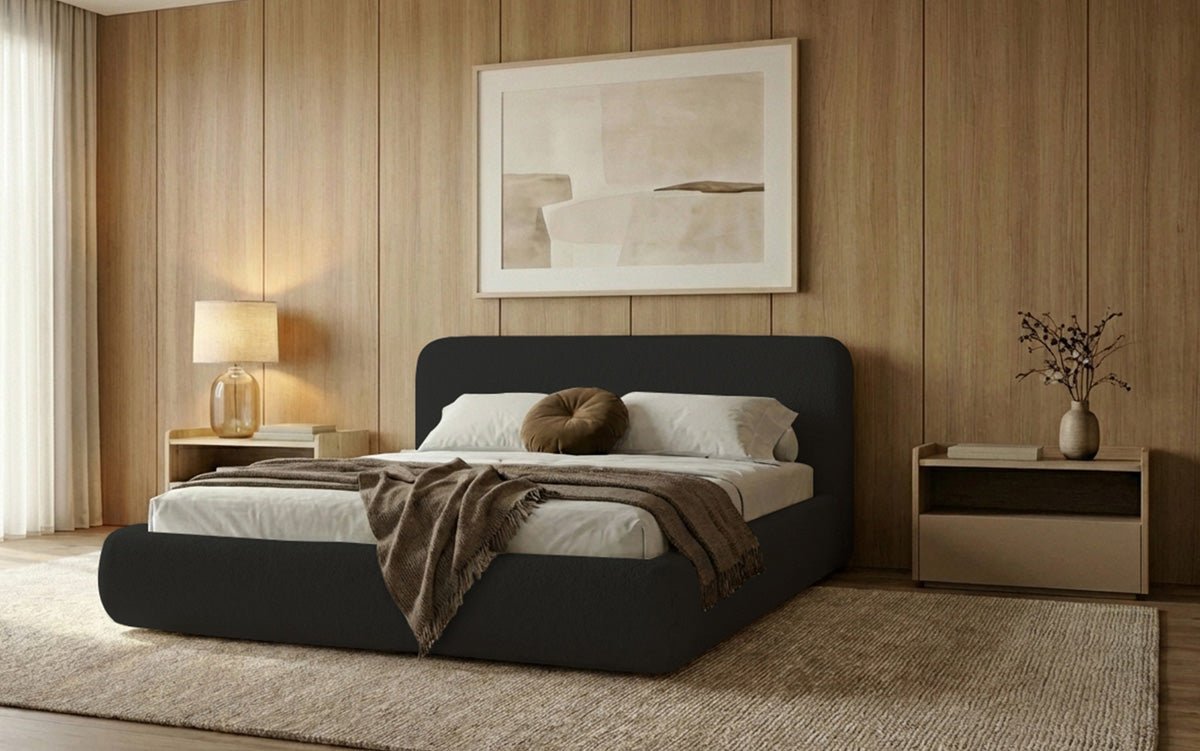 Designer Upholstered Bed Arosa in Bouclé with Storage
