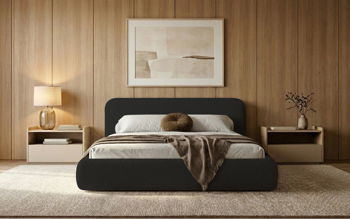 Designer Upholstered Bed Arosa in Bouclé with Storage