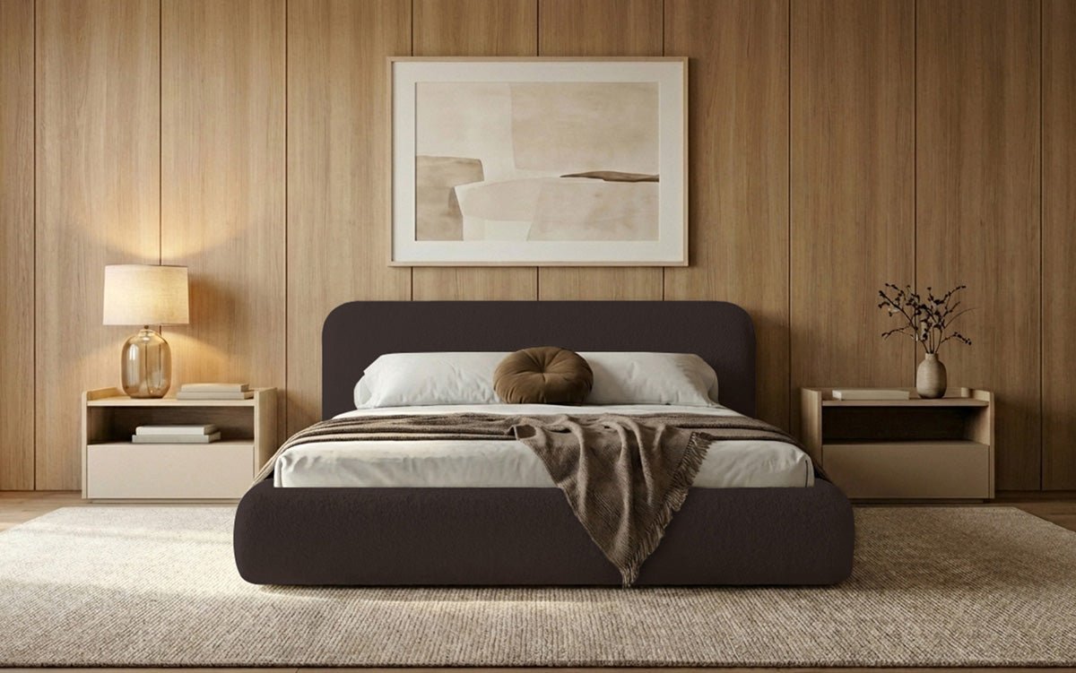 Designer Upholstered Bed Arosa in Bouclé with Storage