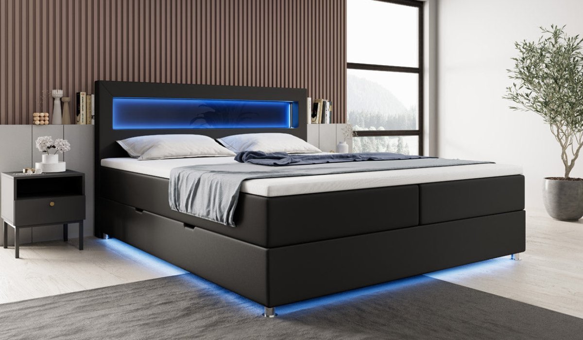 Boxspringbett Relax mit LED, Stauraum und USB/C