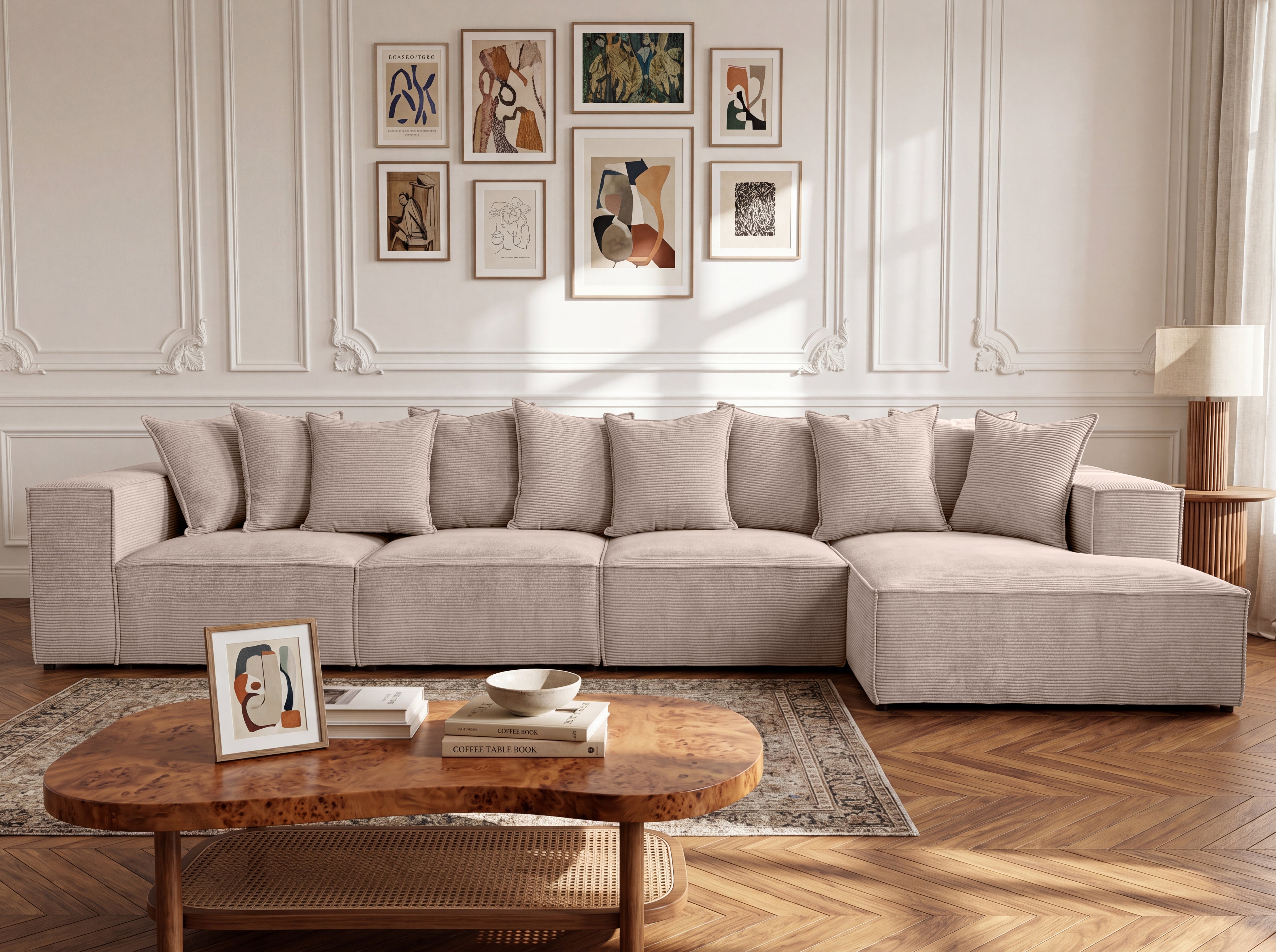 Designer corner sofa Largo Maxi in Corduroy