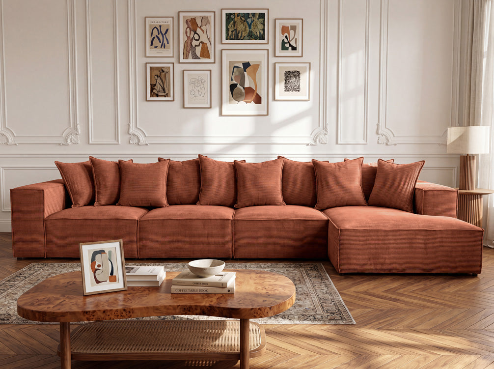 Designer corner sofa Largo Maxi in Corduroy