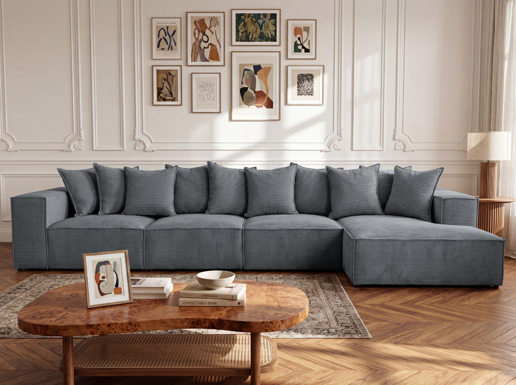 Designer corner sofa Largo Maxi in Corduroy