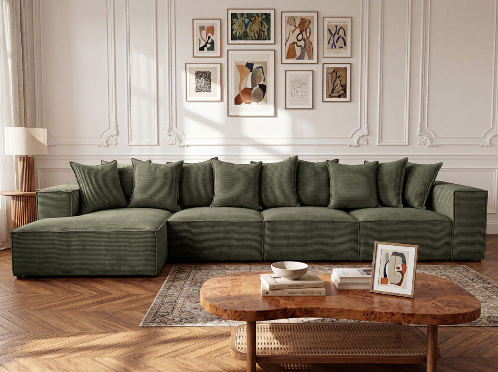 Designer corner sofa Largo Maxi in Corduroy