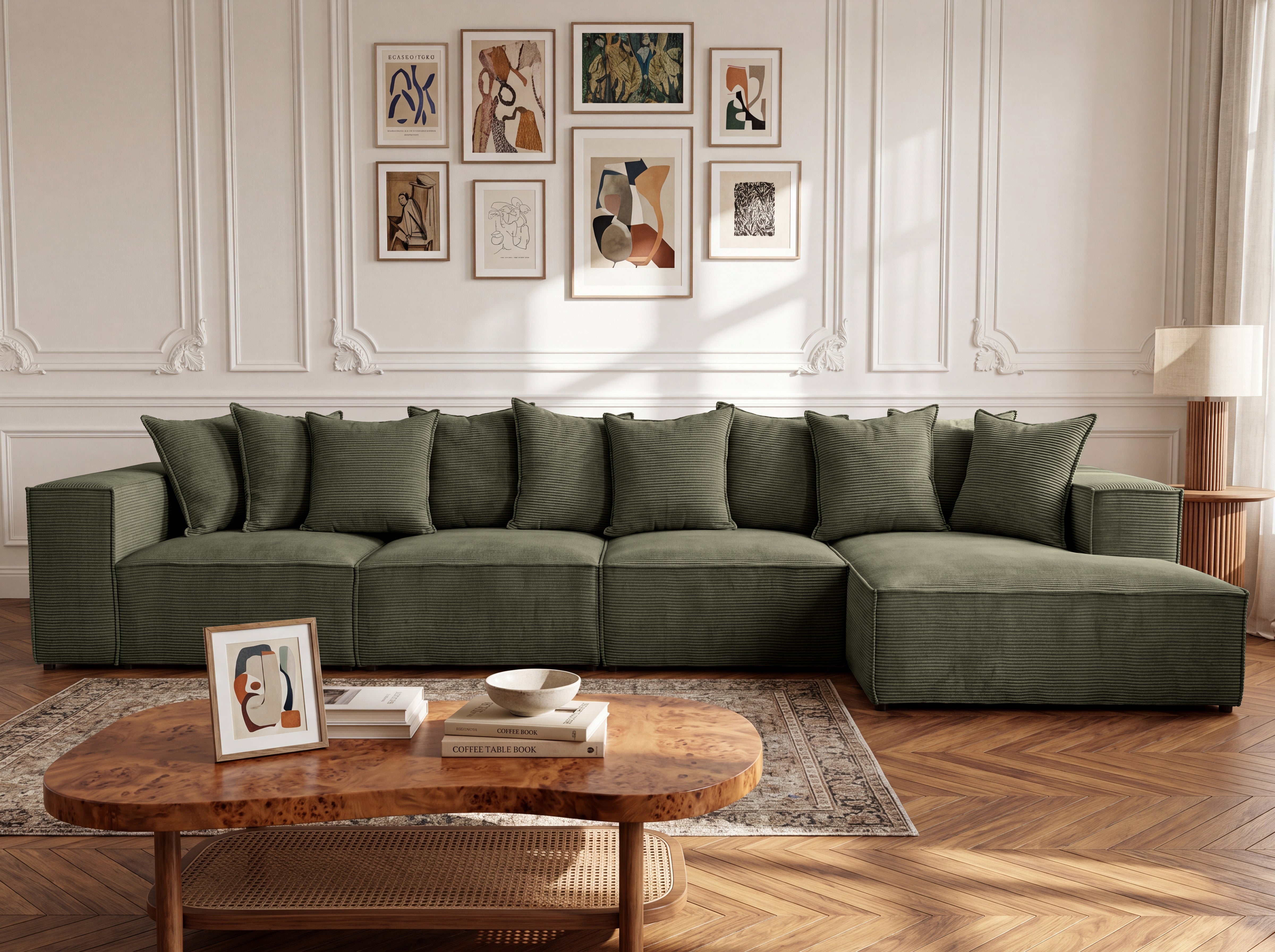 Designer corner sofa Largo Maxi in Corduroy