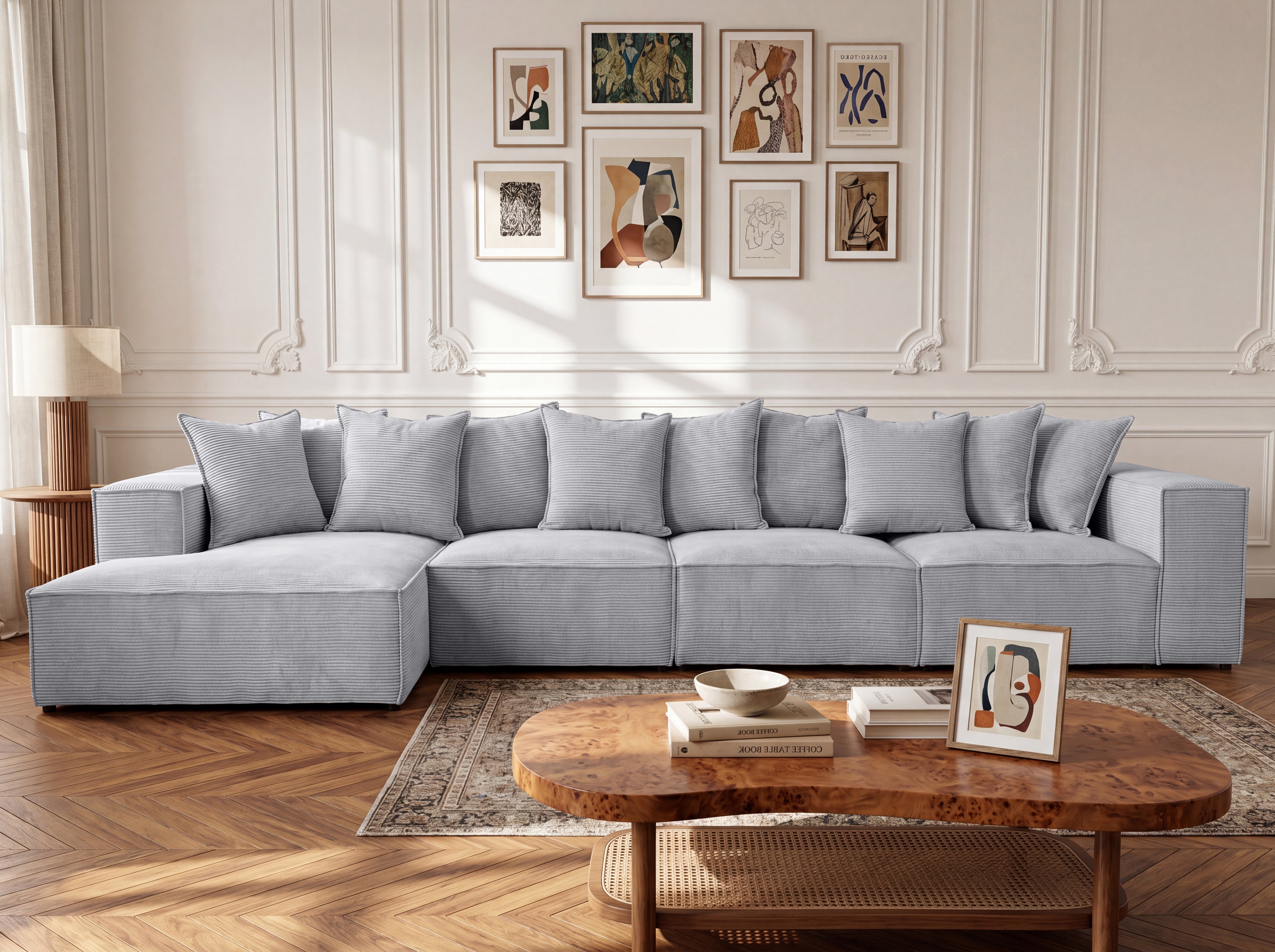 Designer corner sofa Largo Maxi in Corduroy