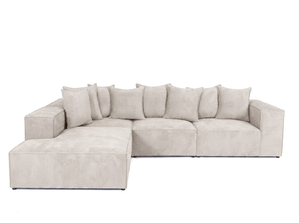 Designer corner sofa Largo with long ottoman in Corduroy
