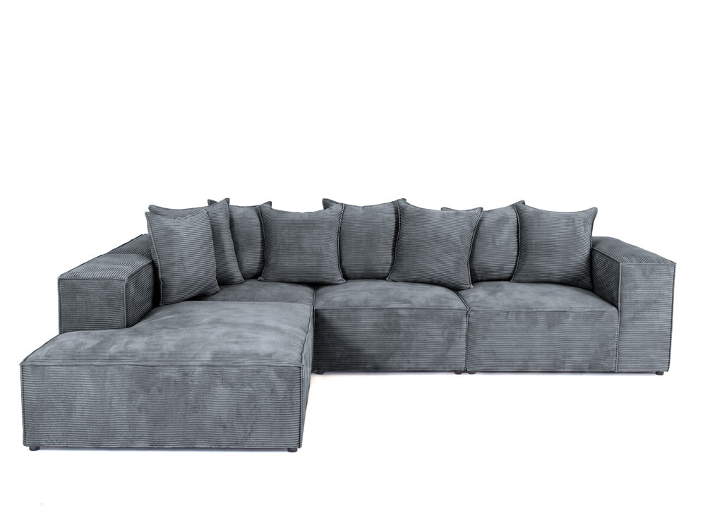 Designer corner sofa Largo with long ottoman in Corduroy