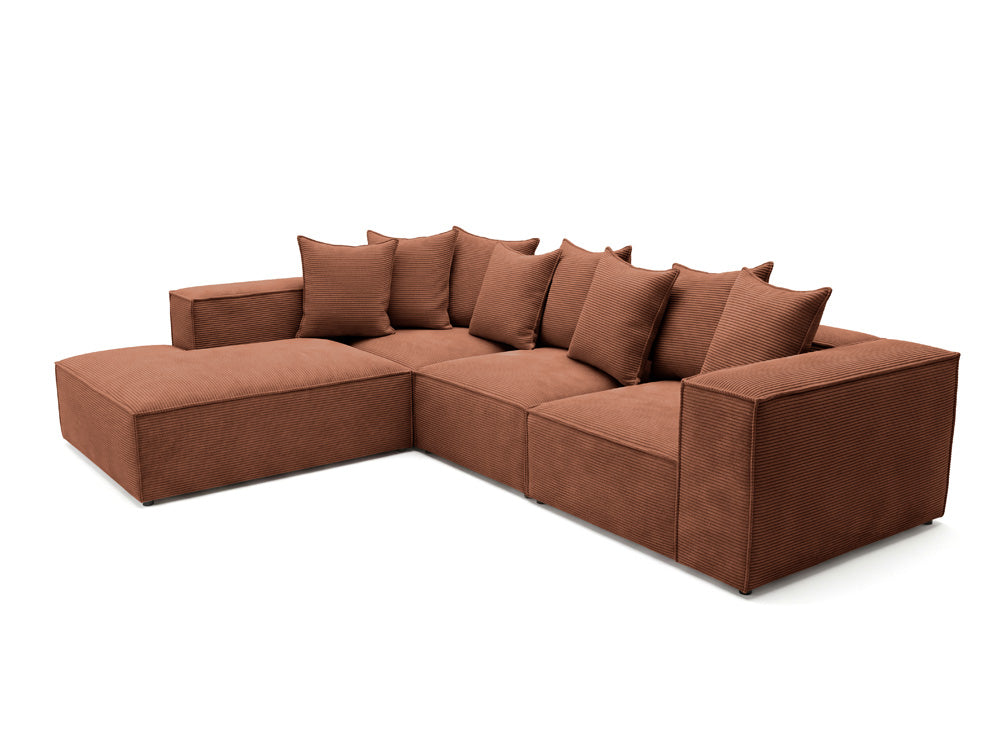 Designer corner sofa Largo with long ottoman in Corduroy