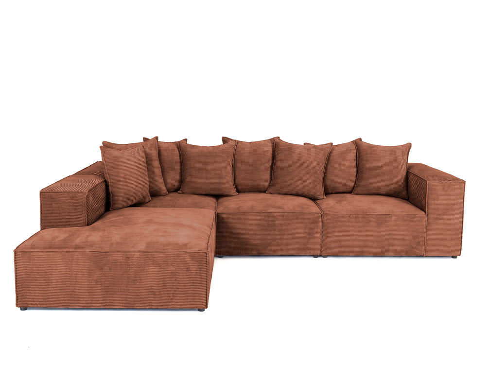 Designer corner sofa Largo with long ottoman in Corduroy