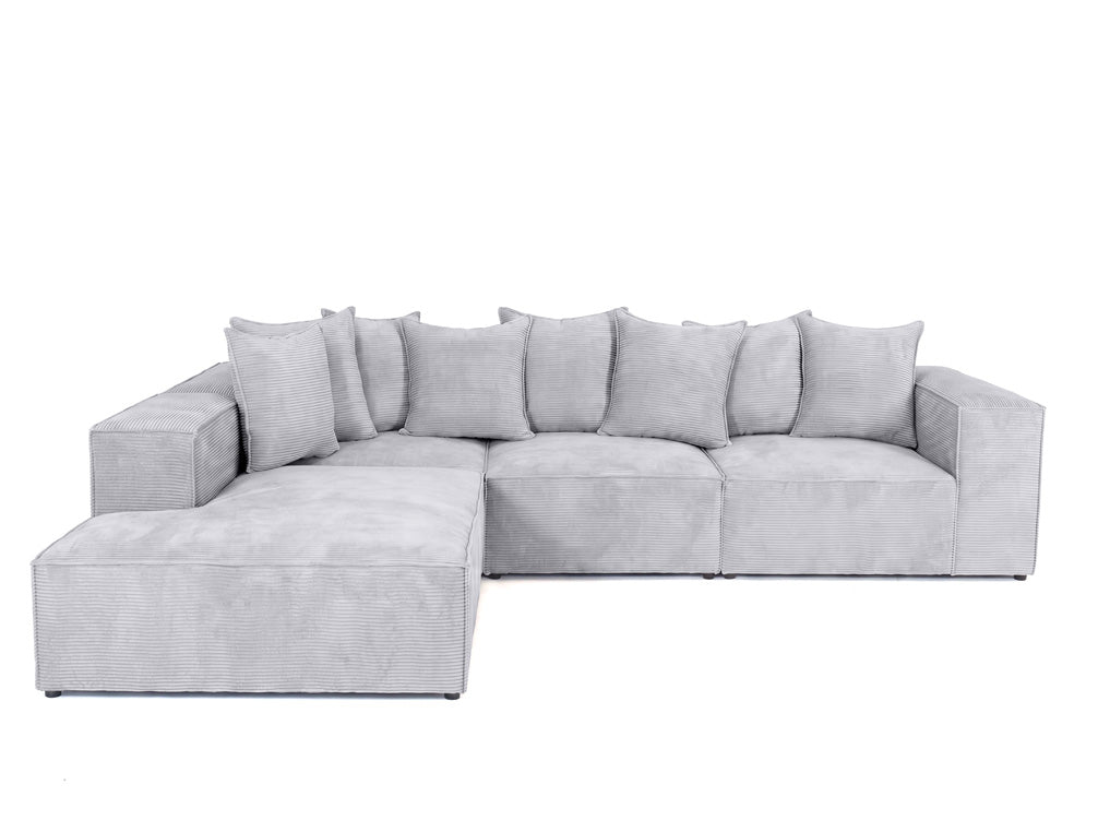Designer corner sofa Largo with long ottoman in Corduroy