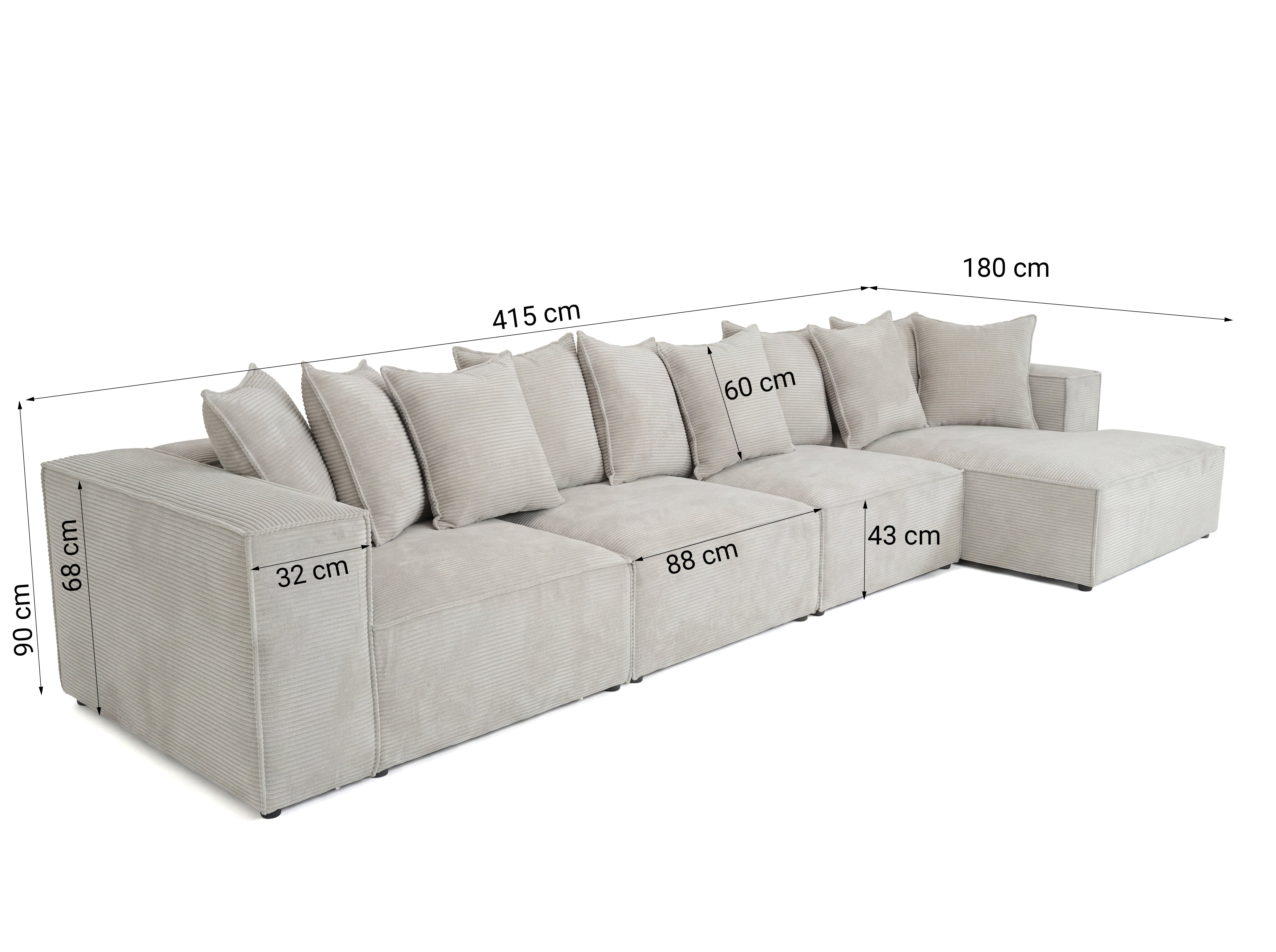 Designer corner sofa Largo Maxi in Corduroy