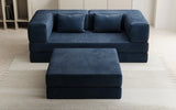 Lazy Spar-Set: 3-Sitzer + Hocker in Samt