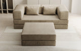 Lazy Spar-Set: 3-Sitzer + Hocker in Samt
