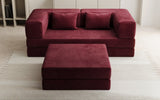 Lazy Spar-Set: 3-Sitzer + Hocker in Samt