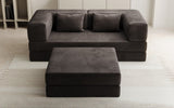 Lazy Spar-Set: 3-Sitzer + Hocker in Samt