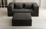 Lazy Spar-Set: 3-Sitzer + Hocker in Samt