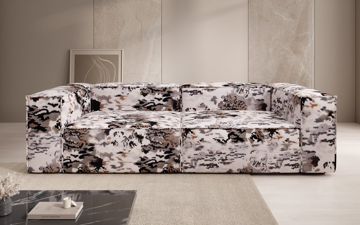 Canapé design Lesley 3 places - Jacquard à motif aquarelle