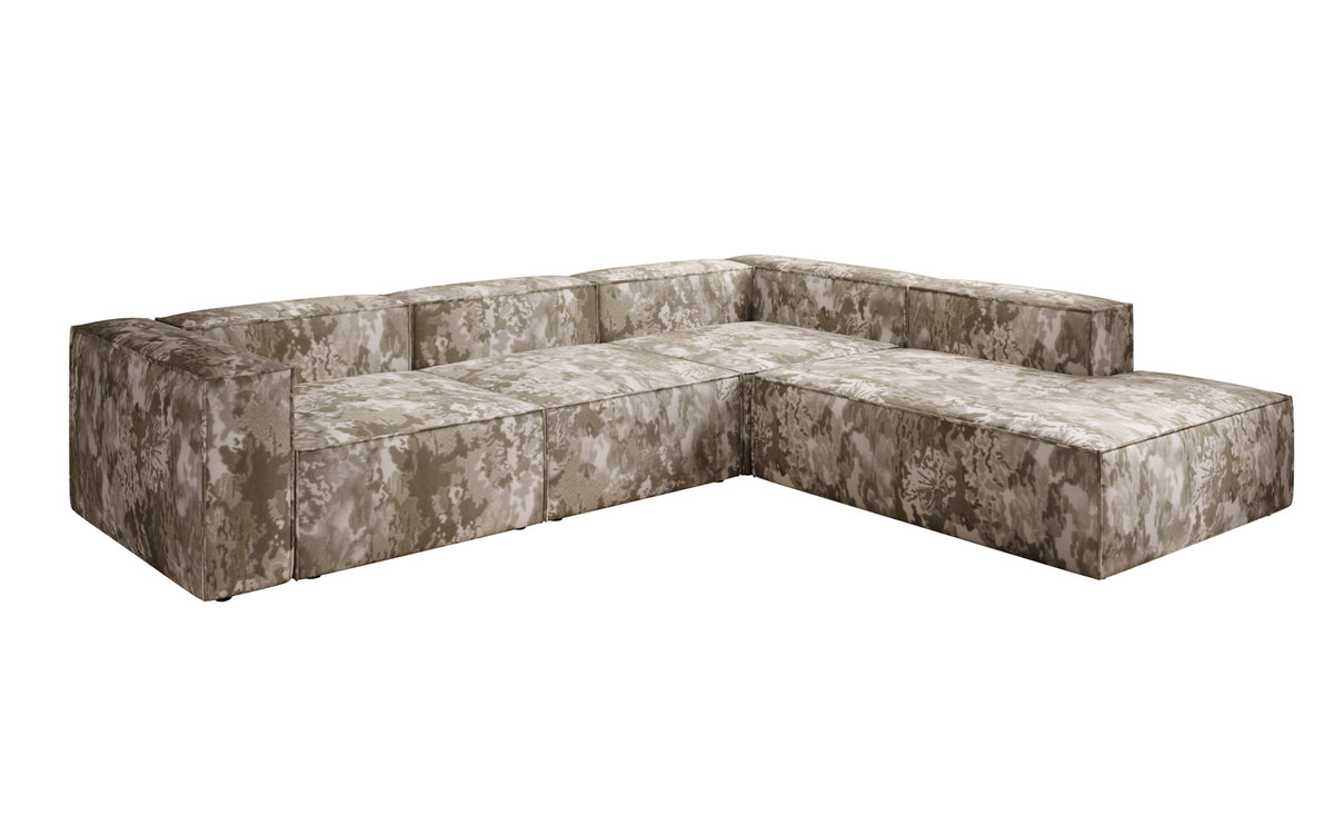 Designer-Ecksofa Lesley mat laanger Ottoman - Jacquard mat Aquarell-Muster