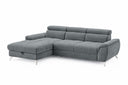 Designer Ecksofa Luno in Strukturstoff Grau, Ottomane links