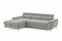 Designer Ecksofa Luno in Strukturstoff Hellgrau, Ottomane links