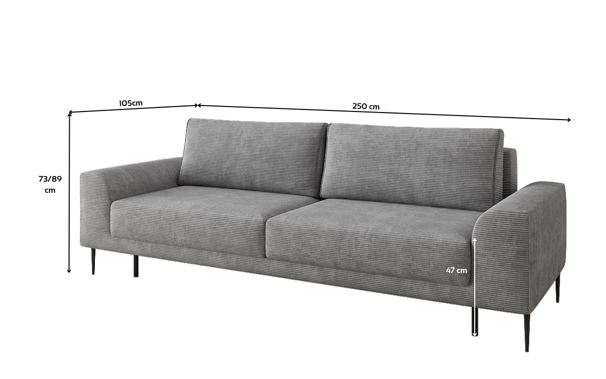 Canapé design 3 places Bloom en Côtelé avec fonction couchage et espace de rangement
