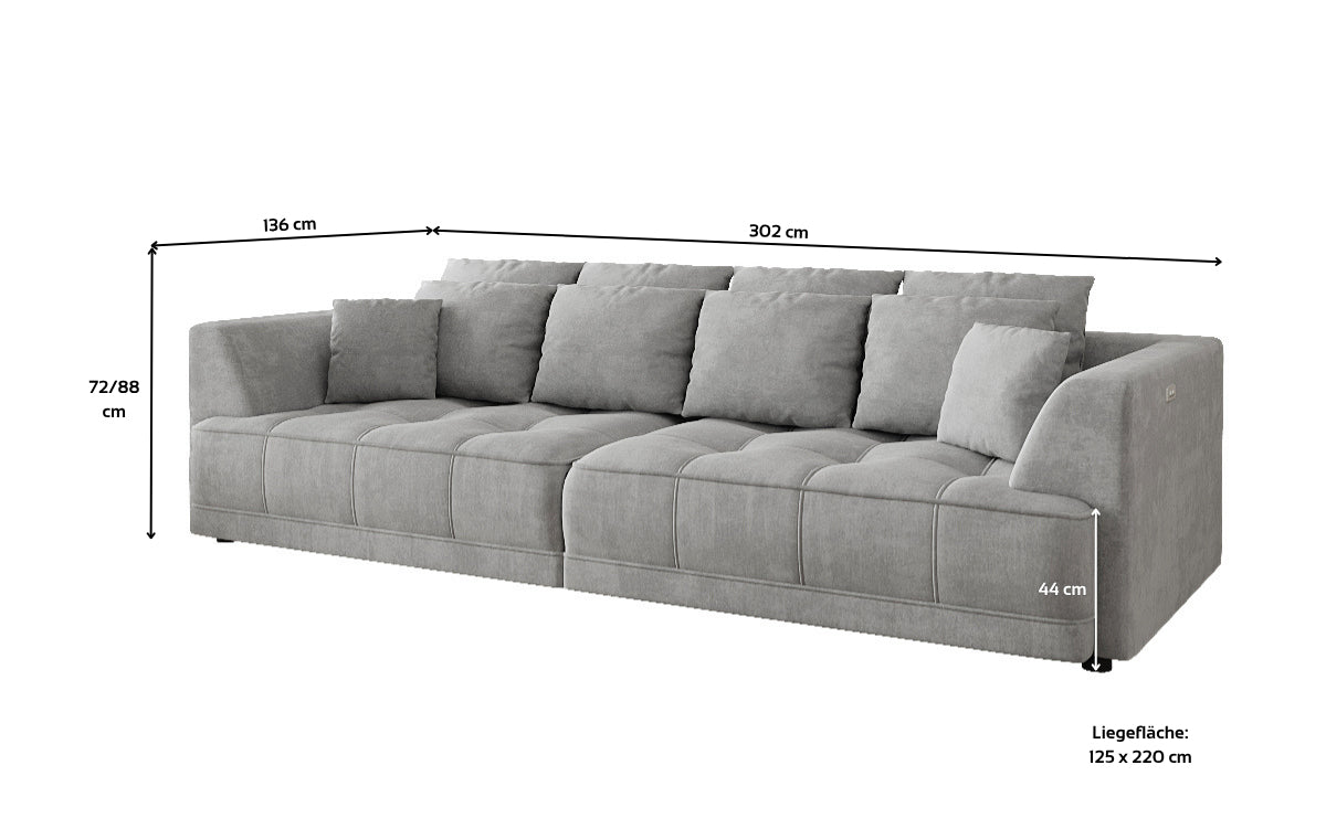 Grand canapé design Nuvo en Velours avec fonction lit électrique
