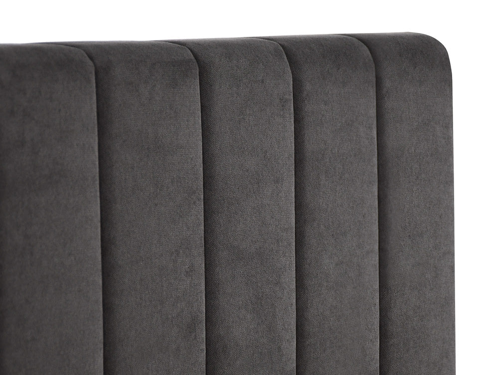 Designer upholstered bed Livia in velvet with storage space