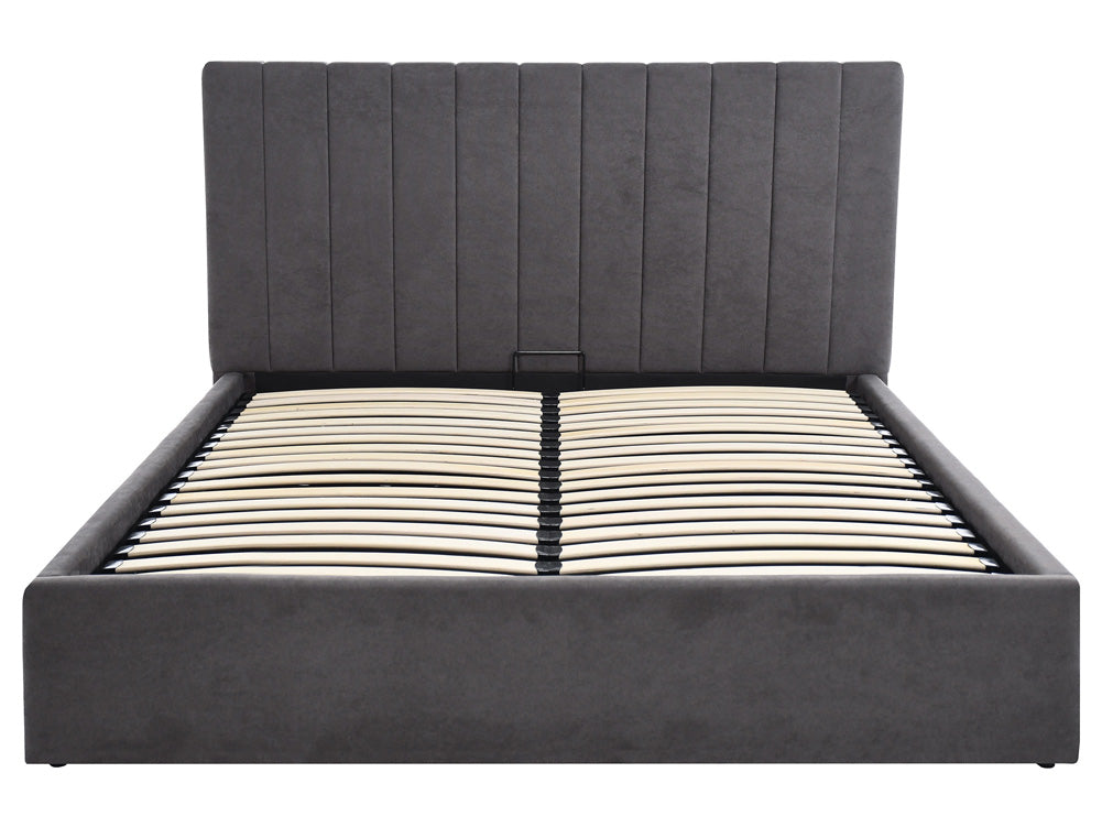 Designer upholstered bed Livia in velvet with storage space