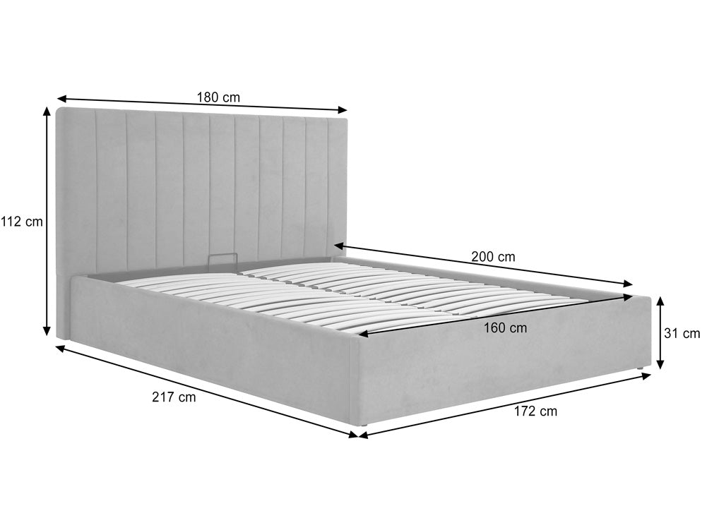 Designer upholstered bed Livia in velvet with storage space