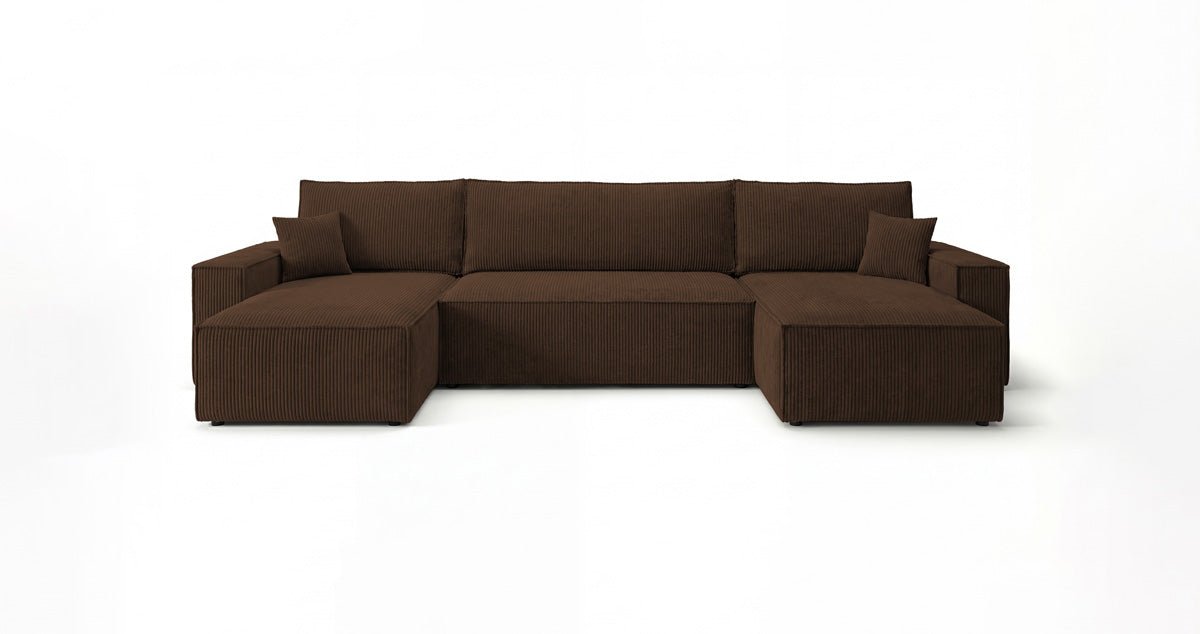 Designer Sofa Lunaro U Mini with Sleeper Function and Storage in Corduroy