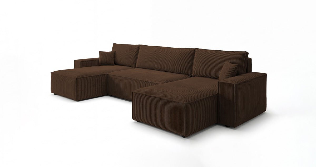 Designer Sofa Lunaro U Mini with Sleeper Function and Storage in Corduroy