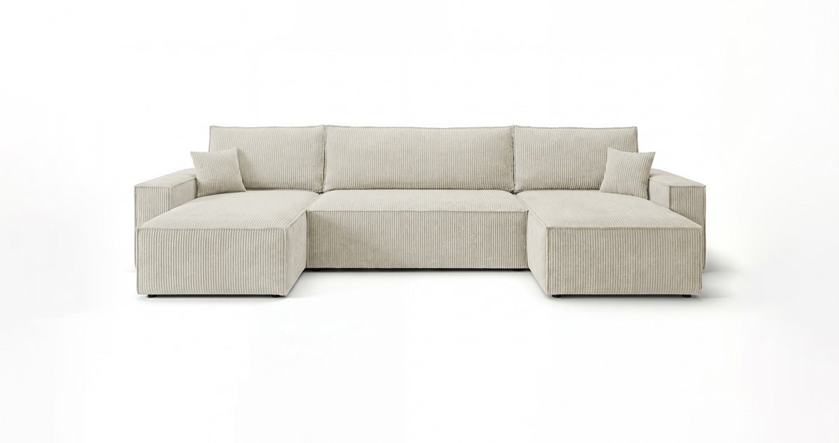 Designer Sofa Lunaro U Mini with Sleeper Function and Storage in Corduroy